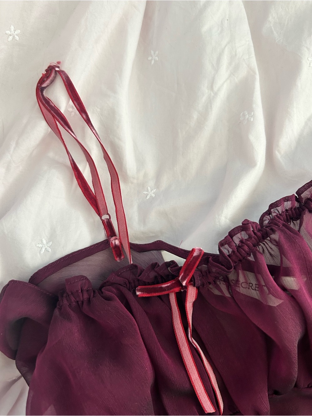 Vintage Victoria Secret Sheer Delicate Iridescent Burgundy Slip Dress - Picture 5 of 5